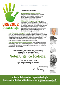 affiche officielle de la liste Urgence écologie